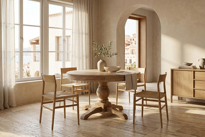 Extendable Table Sonvigo in Recycled Elm Wood Brown – Colonial Style