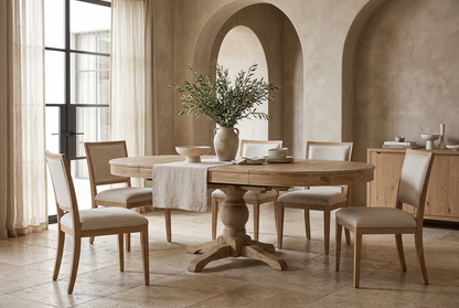 Extendable Table Sonvigo in Recycled Elm Wood Brown – Colonial Style