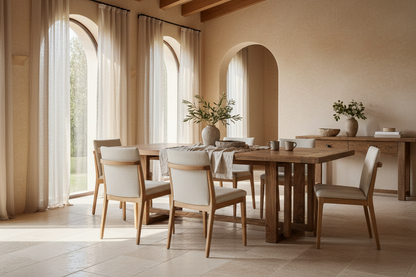 Mesa Comedor Norvik en madera de olmo marrón – Estilo Contemporáneo
