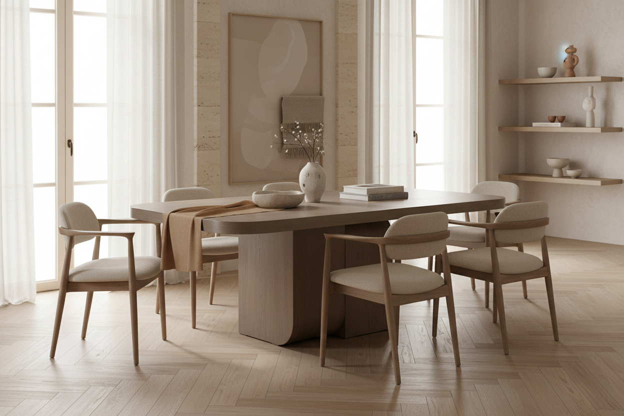 Mesa Comedor Stein en madera de roble marrón – Estilo Contemporáneo