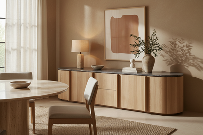Aparador Nara en madera de roble marrón claro – Estilo Contemporáneo