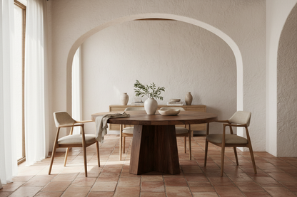 Mesa Comedor Brutalist en madera de sal marrón teñido – Estilo Contemporáneo
