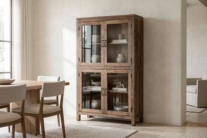 Display Cabinet Selby in Reclaimed Wood Natural – Rustic Style