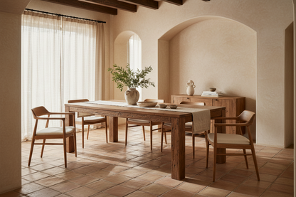 Mesa Comedor Selby en madera recuperada marrón natural – Estilo rústico