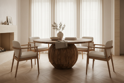Mesa Comedor Erloy en madera de teka reciclada marrón claro envejecido – Estilo rústico