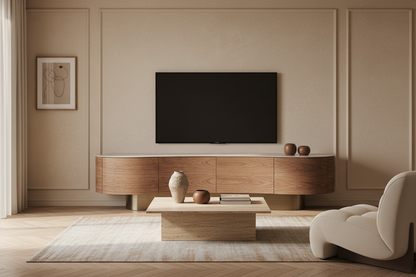 Mueble Tv Noirmont en travertino beige – Estilo art deco