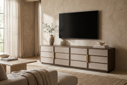 Mueble TV de chapa de roble en nogal