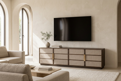 Mueble TV de chapa de roble en nogal