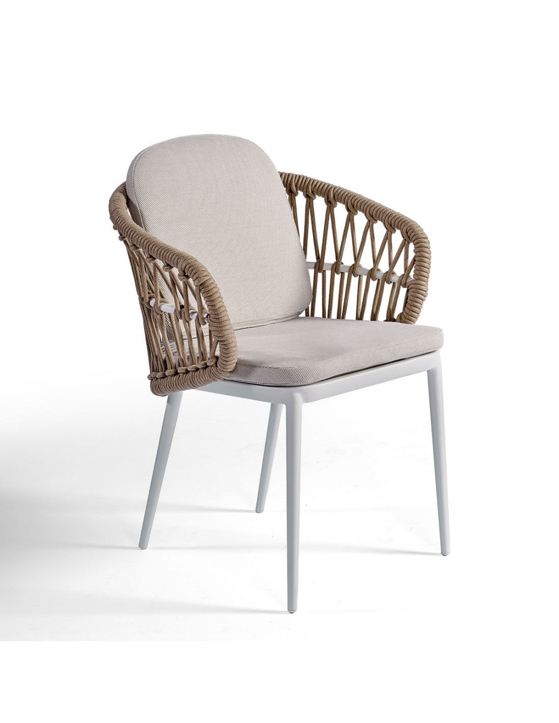 Silla de comedor exterior aluminio blanco y cuerda
