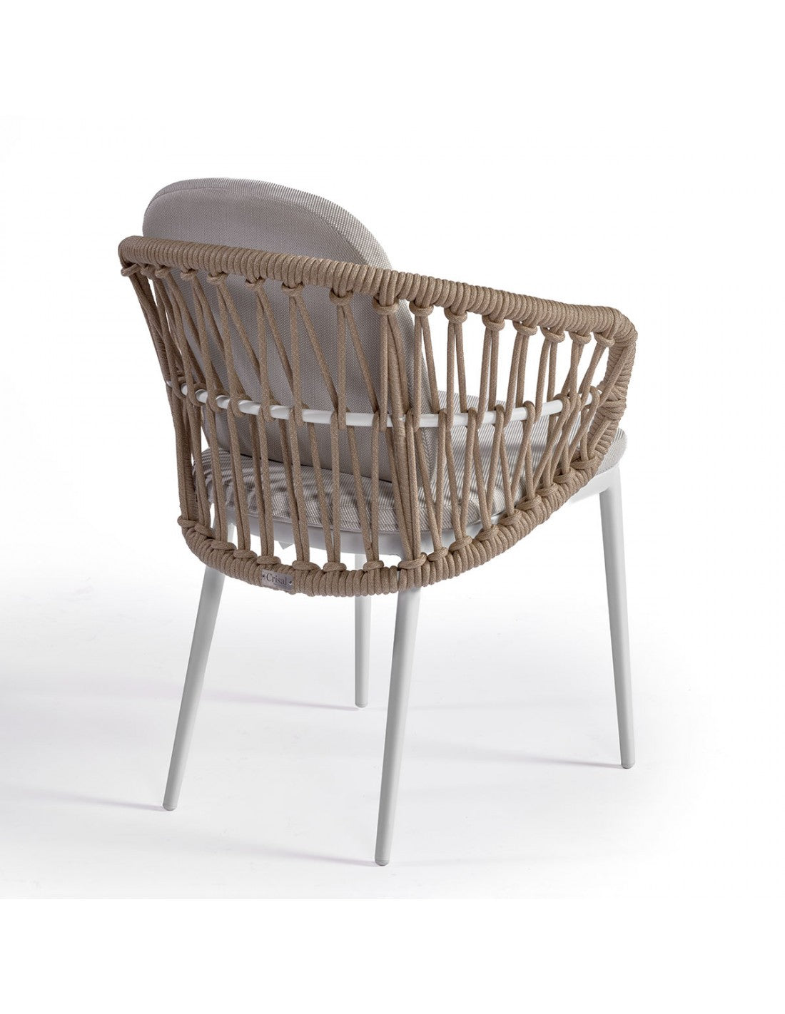 Silla de comedor exterior aluminio blanco y cuerda