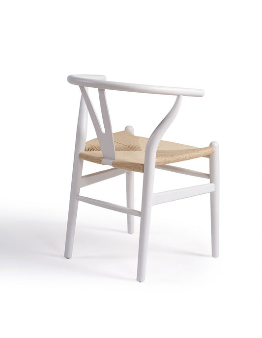 White wooden chair and rope seat