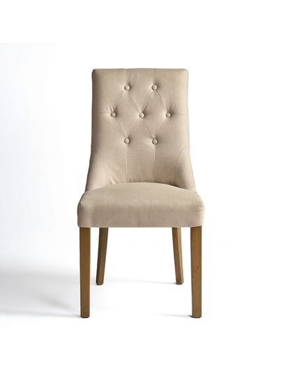 Tacked Linen and Oakwood Chair