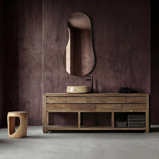 Consola Norvik en madera de olmo marrón – Estilo Contemporáneo