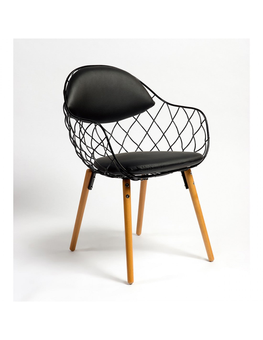 Silla negra pata madera