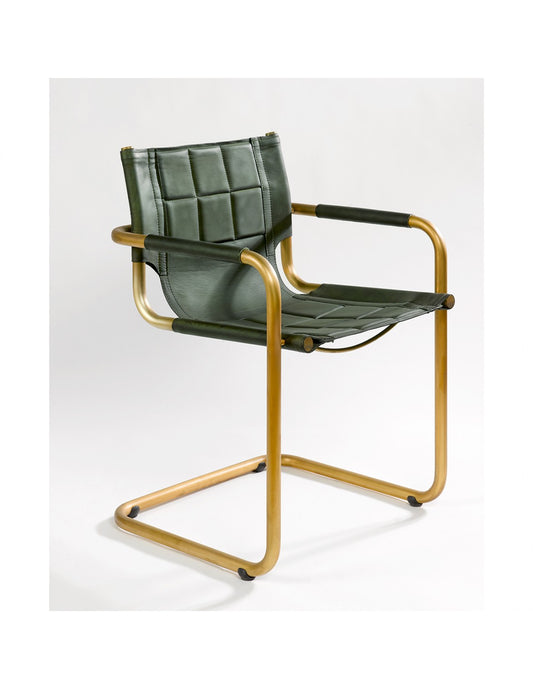 Leather and Golden Metal Chair