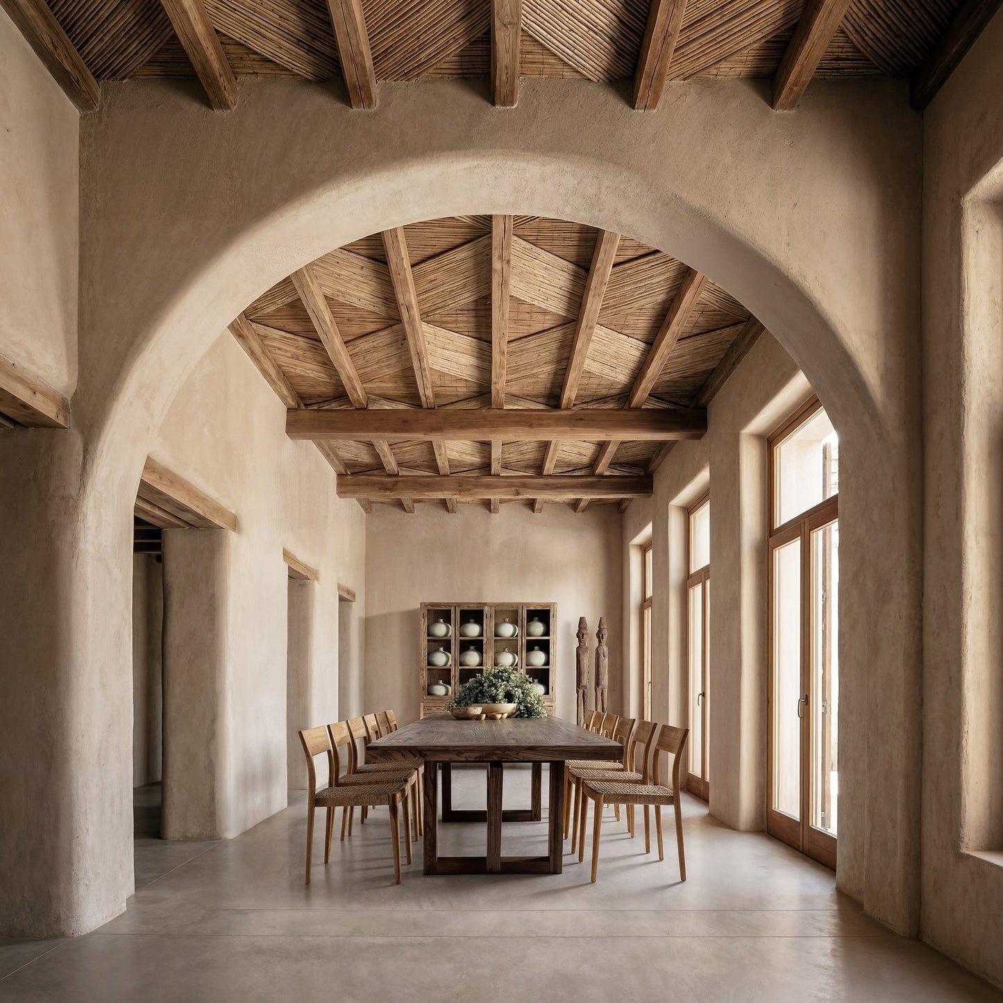Mesa Comedor Norvik en madera de olmo marrón – Estilo Contemporáneo