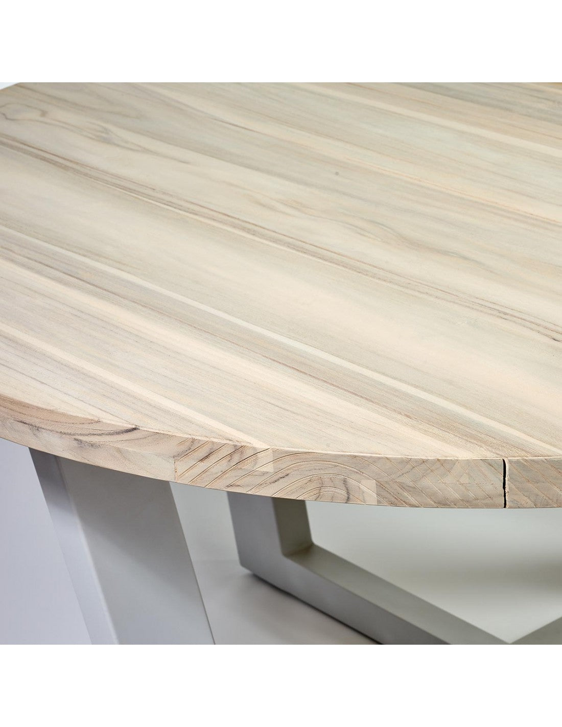 Mesa de comedor redonda de madera para exterior