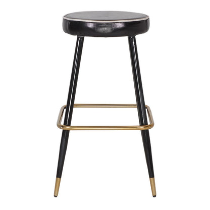 Vintage Style High Stool with Brass Details