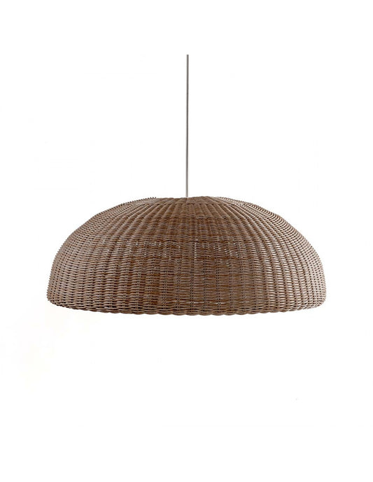 XL round and flattened synthetic rattan lampshade