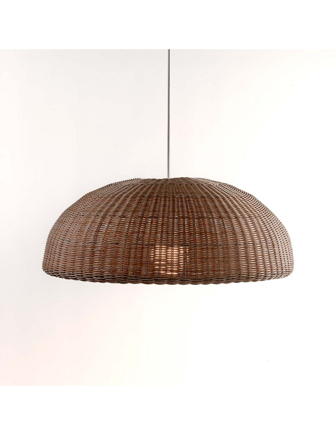 XL round and flattened synthetic rattan lampshade