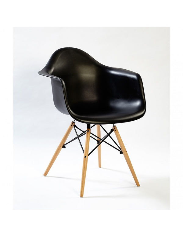 Black Armchair with Wooden Legs