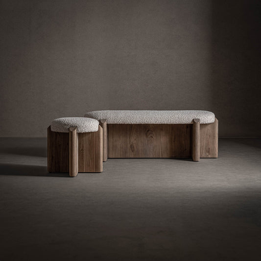 Bench Jacquard in Elm Wood Natural – Contemporary Style