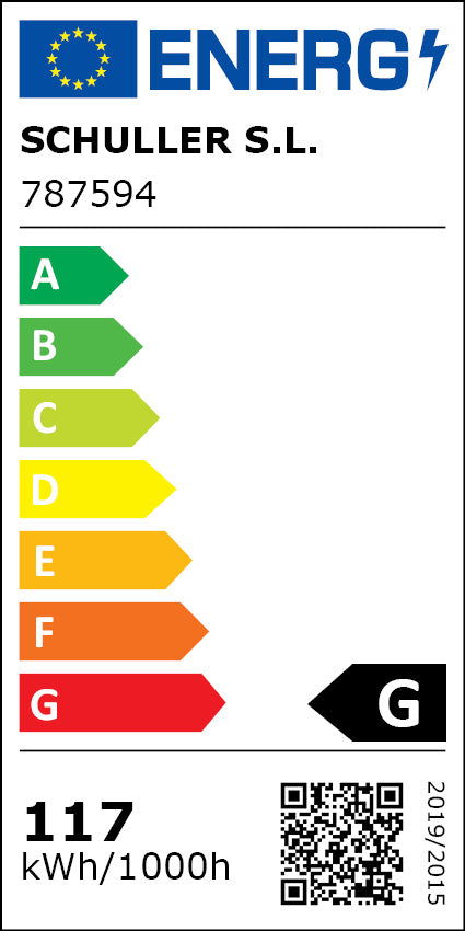 Etiqueta energética original de Colette Lampara 9L Oro Rosa, clase G, English