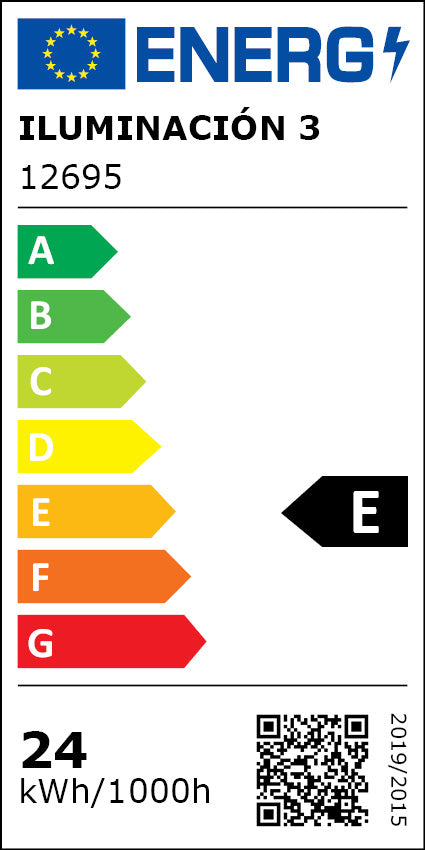 Etiqueta energética original de Lámpara de techo Olaia de 4 luces, clase E, English