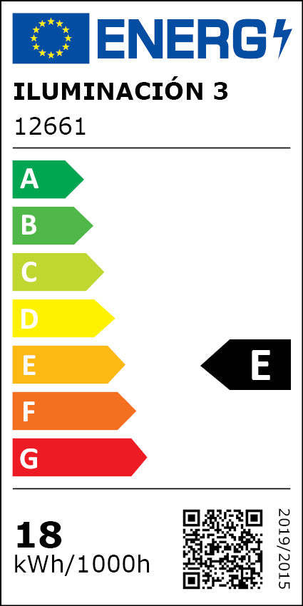 Etiqueta energética original de Lámpara de techo Olaia de 3 luces, clase E, English
