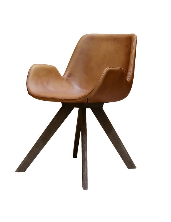 Leather Chair with Wooden Legs