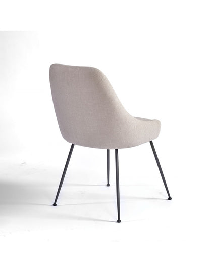 Stone gray upholstered dining chair with black leg