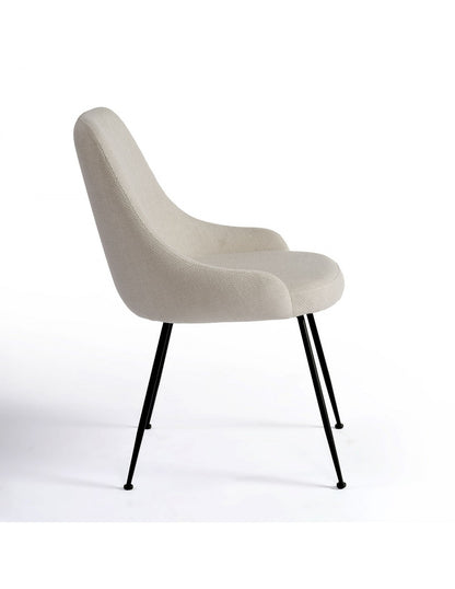 Stone gray upholstered dining chair with black leg