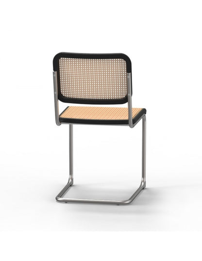 Black wood, mesh and metal chair