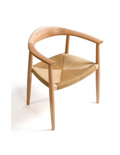 Wooden chair and natural rope with armrests