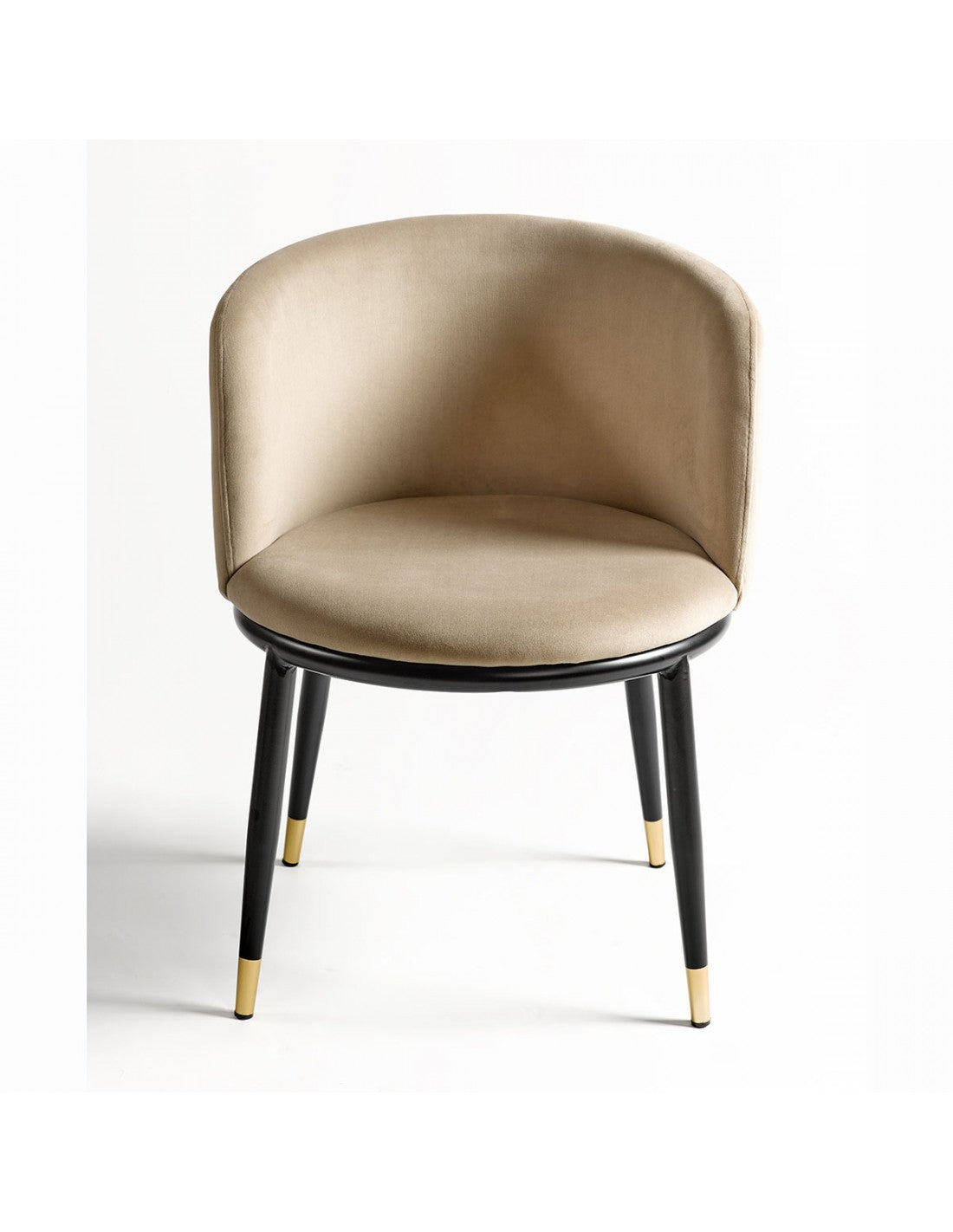 Beige velvet chair with round seat