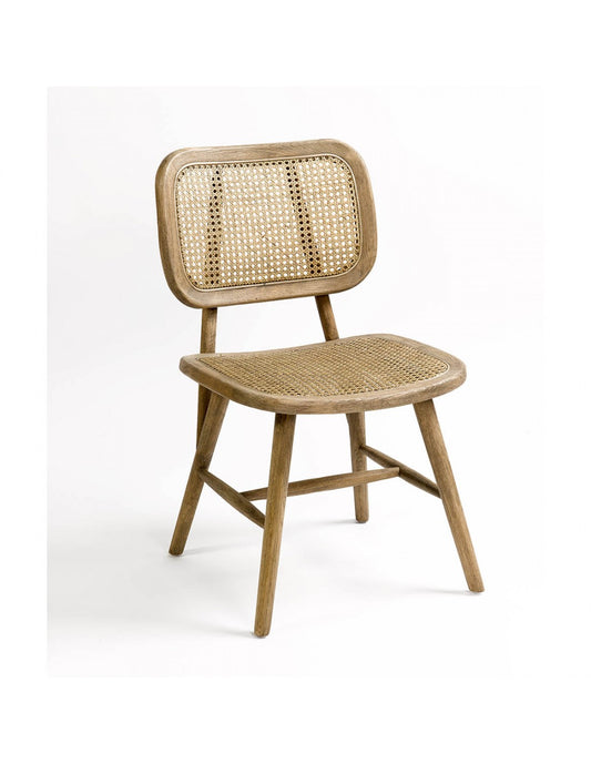 Oak chair and natural grid