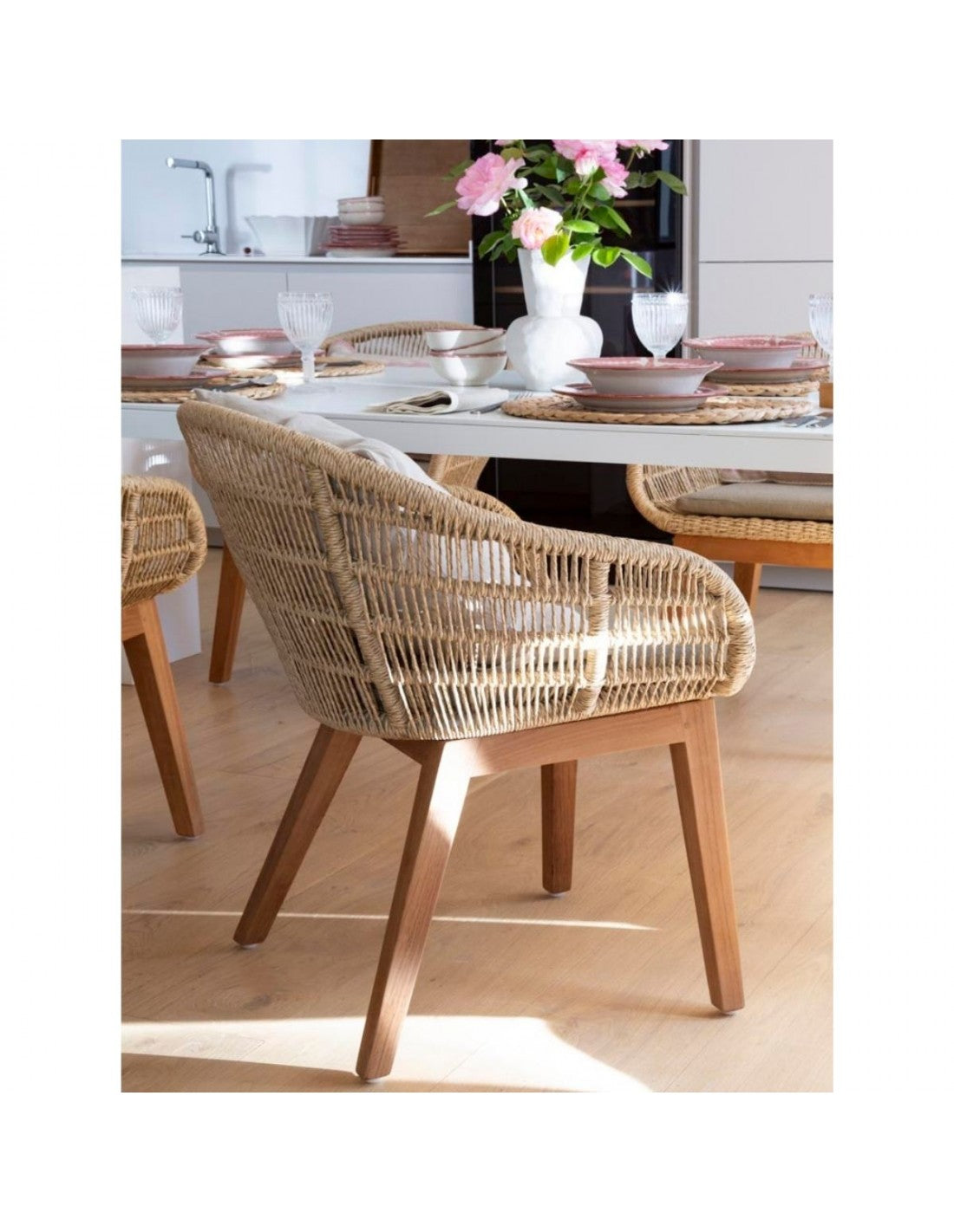 Teak and rope chair
