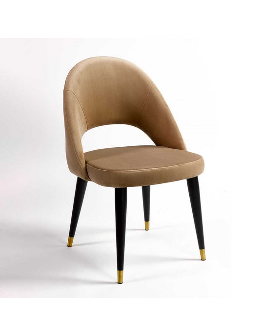 Beige velvet chair black leg