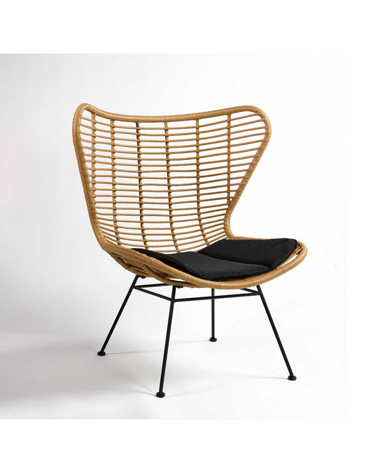 Sillón de fibra sintética y metal negro