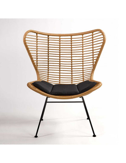 Synthetic fiber and black metal armchair