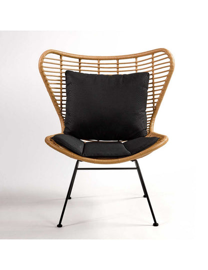 Synthetic fiber and black metal armchair