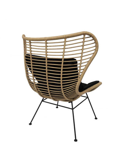 Synthetic fiber and black metal armchair