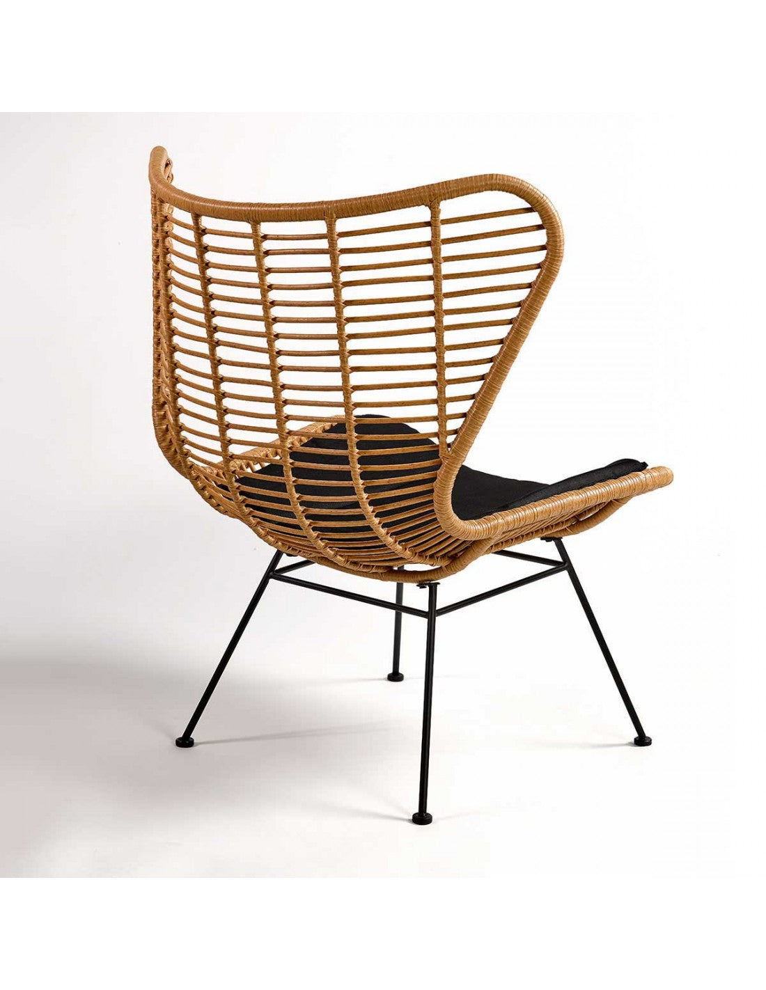 Synthetic fiber and black metal armchair