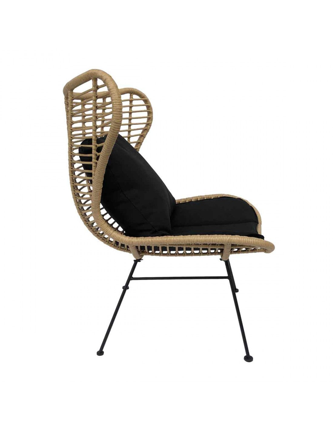 Synthetic fiber and black metal armchair