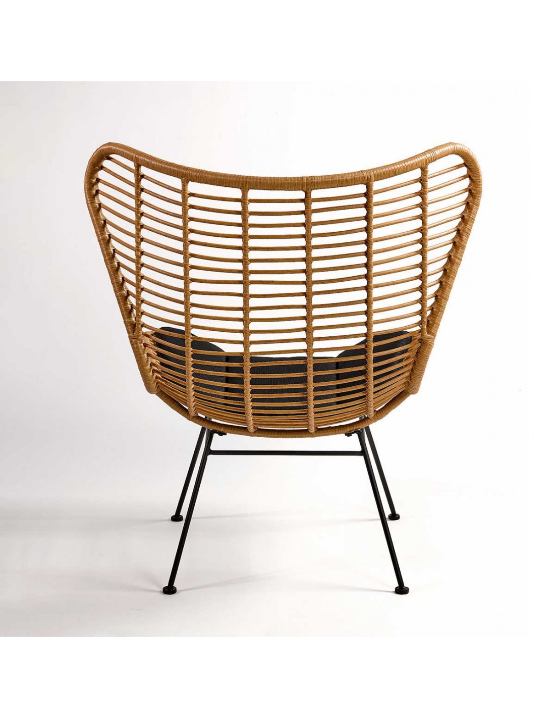 Synthetic fiber and black metal armchair
