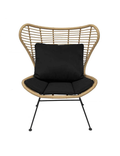 Synthetic fiber and black metal armchair