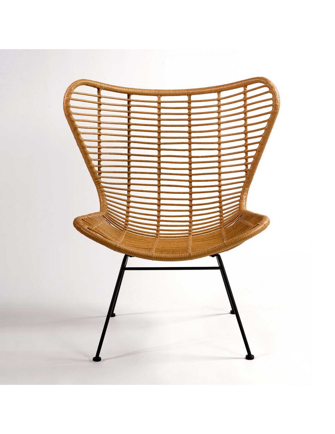 Synthetic fiber and black metal armchair