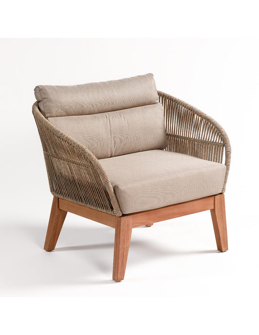 Wood and rope armchair