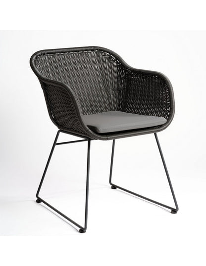 Sillón de ratán sintético gris pata gris
