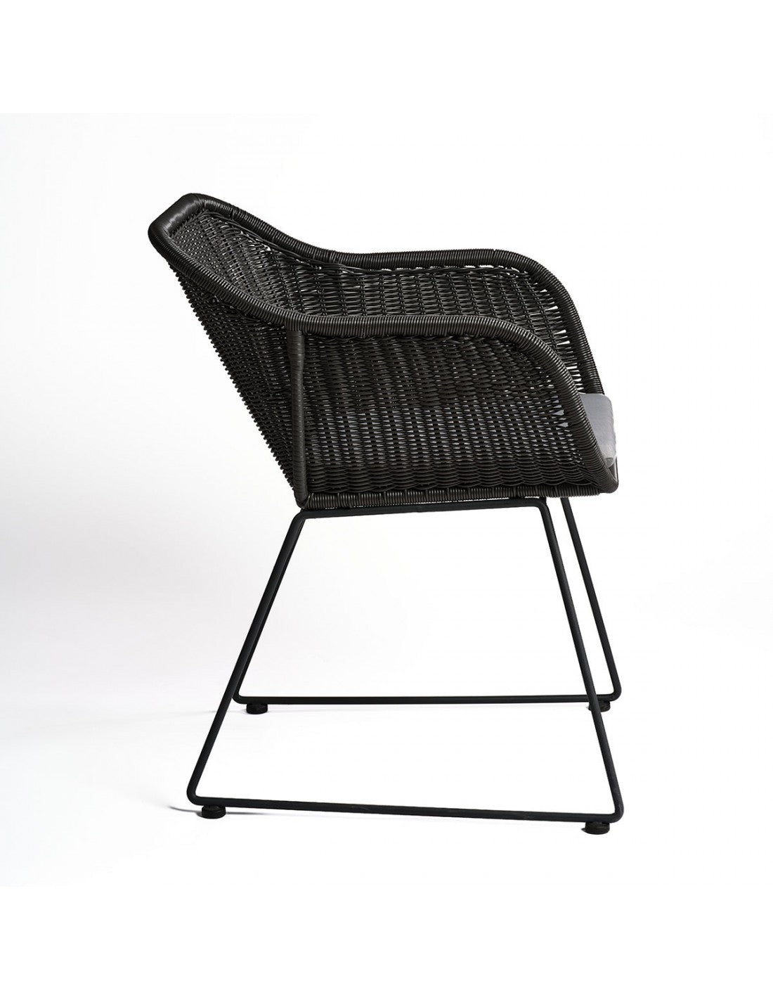 Sillón de ratán sintético gris pata gris